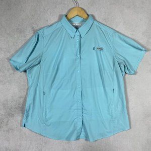 Columbia PFG Top/Shirt Blue Omni-Shade Snap Vented Back Women’s Size 1X